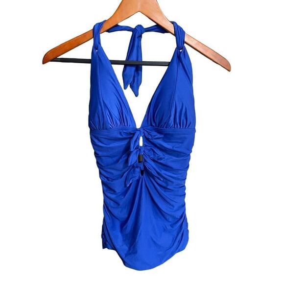 Carmen Marc Valvo Other - Carmen Marc Valvo Ruched Bow-Front Halter Tankini